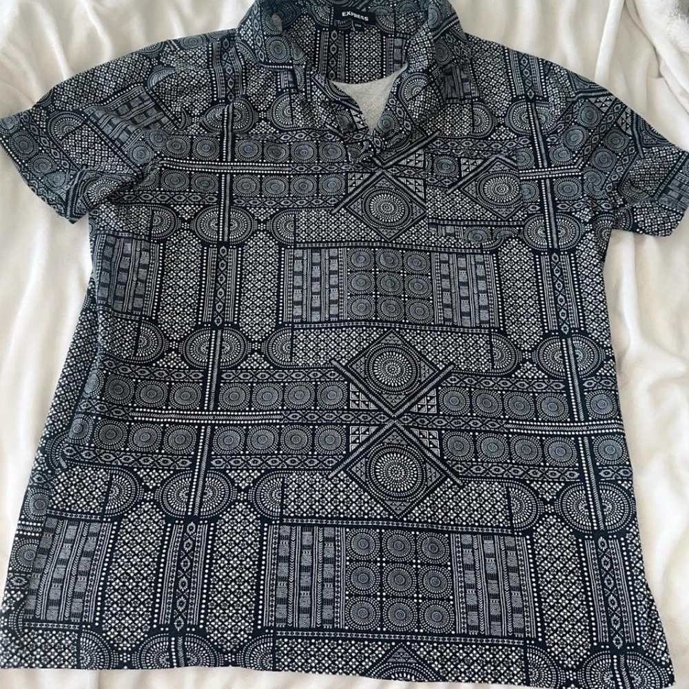 Black & white Express cotton button-up